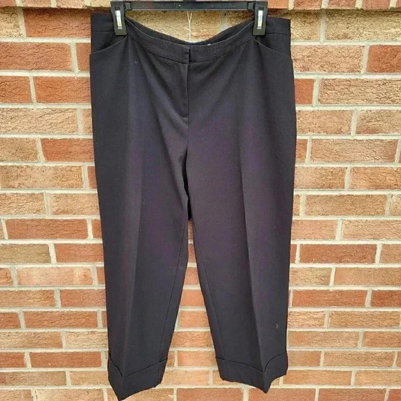 Chico's Black Ankle Pants Women's Size Large Cuffed Hem Wide Leg - Picture 2 of 6